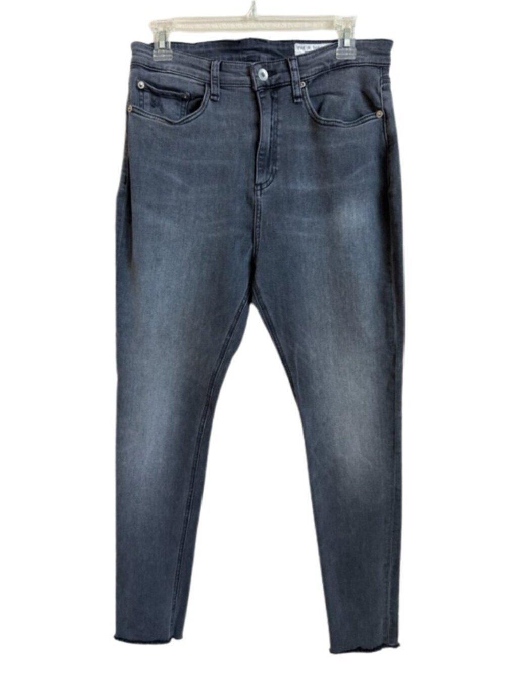 Rag & Bone Nina High Rise Skinny Jeans Size 29 Charcoal Gray Raw Hem Amory Denim